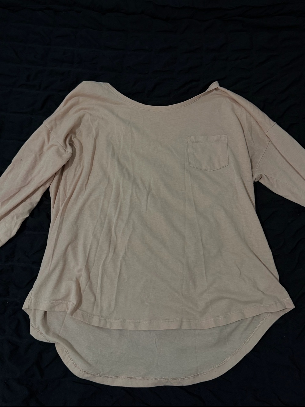 Relaxed Scoop Neck Long Sleeve Top in Light Blush